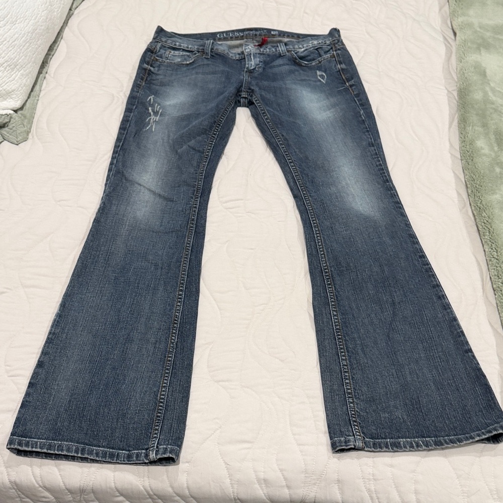 Guess Distressed Flare Jeans in Blue